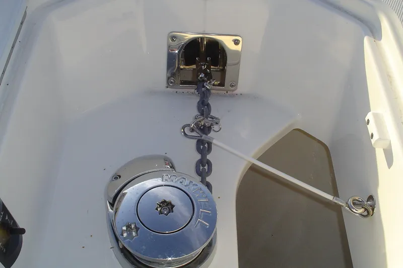 Slide: The Image of 2024 Albemarle 27 Dual Console anchor chain and windlass system. - 32