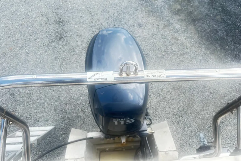 Slide: The Image of 2011 Godfrey Aqua Patio 240 Pontoon with Yamaha 115 engine, rear view. - 20