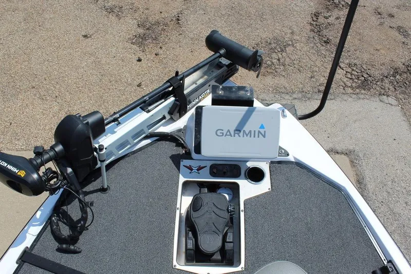 Slide: The Image of 2021 Vexus VX20 boat with Garmin and Minn Kota equipment on deck. - 17