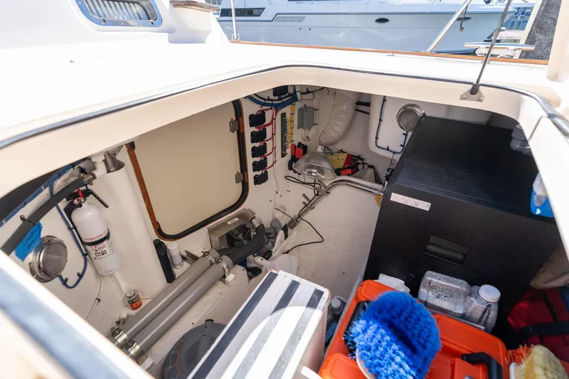 Slide: The Image of Interior view of a 2008 Island Packet 465 sailboat's storage and utility area. - 82
