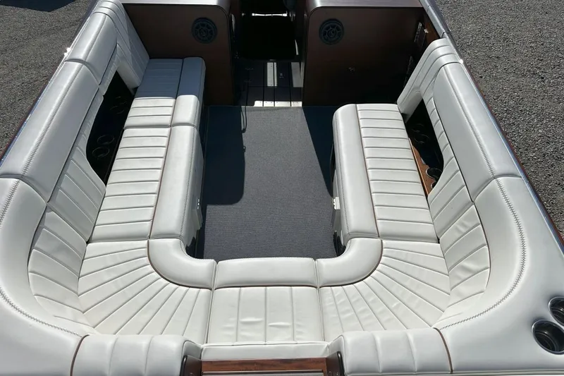 Slide: The Image of Luxurious white leather seating in 2023 StanCraft 380 Rivelle boat interior. - 11