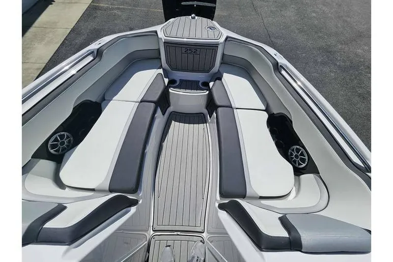 Slide: The Image of 2023 Yamaha Boats 252SD interior with sleek seating and modern design. - 7