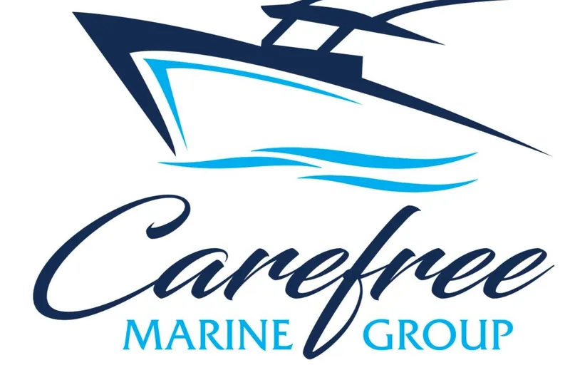 Slide: The Image of Carefree Marine Group logo with stylized boat design, Pioneer 180 Islander 2026 model. - 2