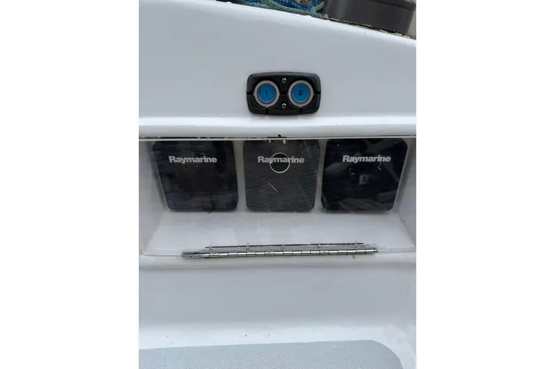 Slide: The Image of Raymarine instruments on 1988 Sparkman & Stephens 36 yacht dashboard. - 20