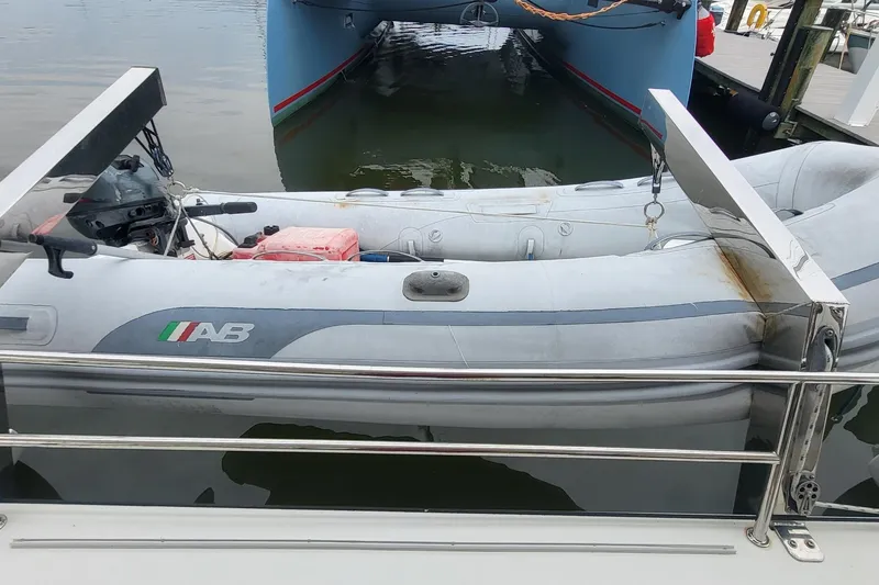 Slide: The Image of Inflatable boat docked beside a 2018 Fountaine Pajot Helia 44 catamaran. - 20