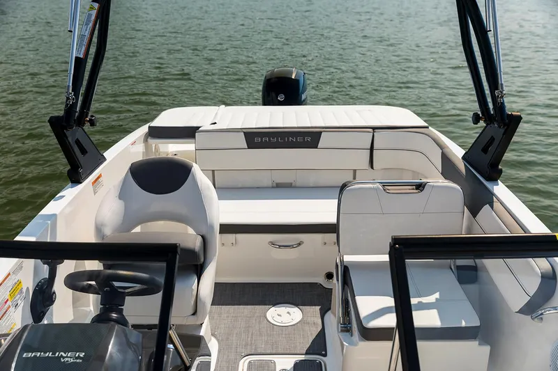 Slide: The Image of 2023 Bayliner VR5 Bowrider OB on trailer in outdoor boatyard. - 7
