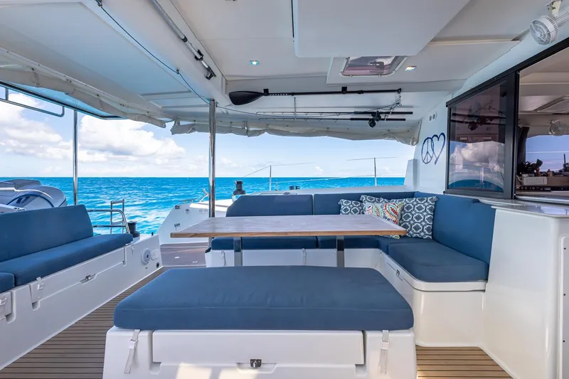 Slide: The Image of Spacious deck of 2020 Fountaine Pajot Saona 47 catamaran with ocean view. - 22