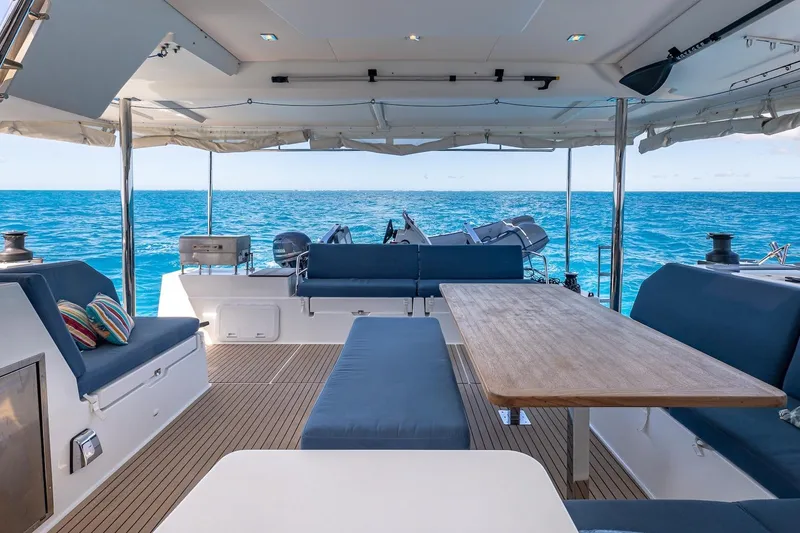 Slide: The Image of Spacious deck of 2020 Fountaine Pajot Saona 47 catamaran with ocean view. - 3