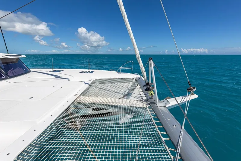 Slide: The Image of Fountaine Pajot Saona 47 catamaran sailing on clear blue ocean, 2020 model. - 42