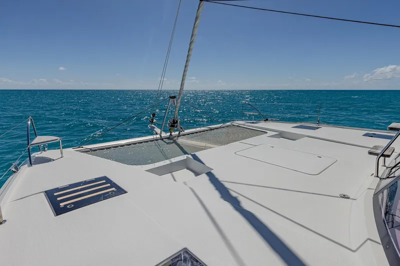 Slide: The Image of 2020 Fountaine Pajot Saona 47 catamaran deck with ocean view. - 44