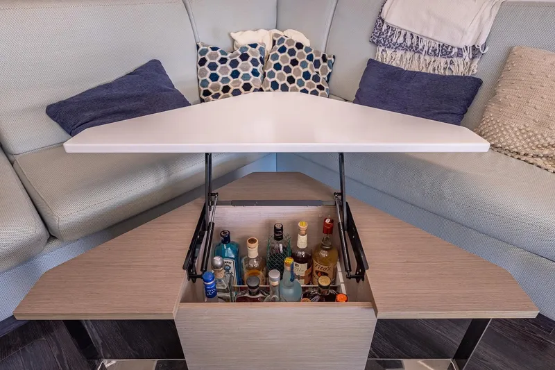 Slide: The Image of Luxurious Fountaine Pajot Saona 47 yacht interior with hidden bar storage, 2020 model. - 51