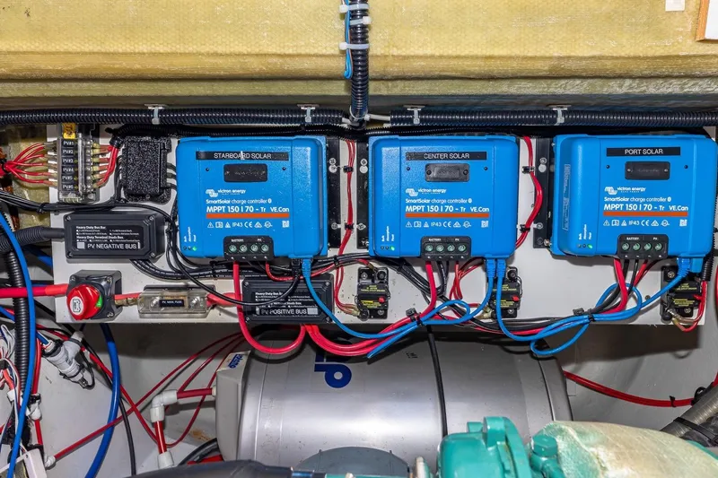 Slide: The Image of Electrical system of 2020 Fountaine Pajot Saona 47 with solar charge controllers. - 83