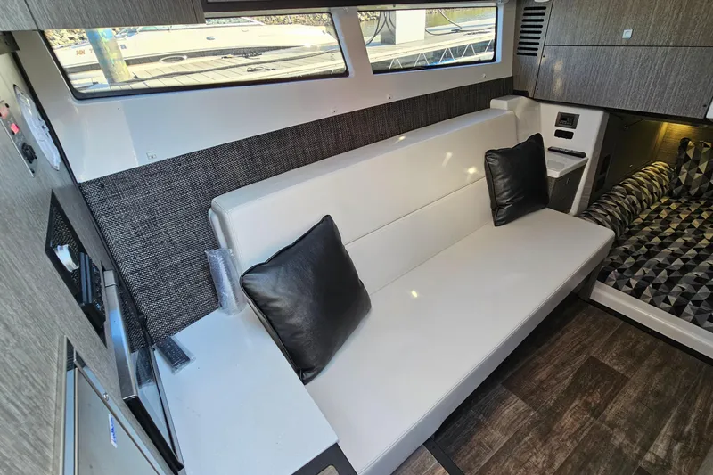 Slide: The Image of 2022 Monterey 378SS Super Sport interior with modern seating and stylish decor. - 24