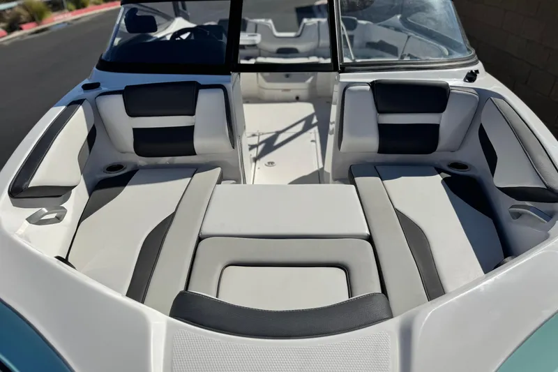 Slide: The Image of 2023 Yamaha Boats AR195 interior with sleek seating and modern design. - 11