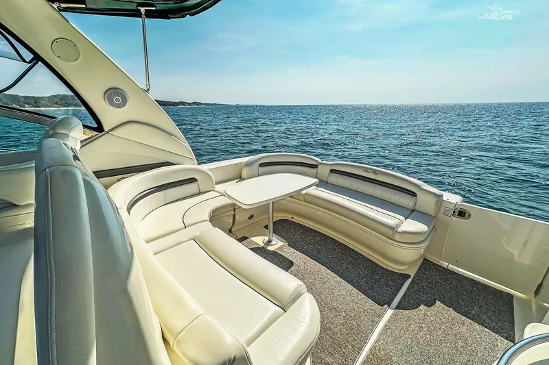 Slide: The Image of Luxurious 2003 Sea Ray 420 Sundancer yacht interior with ocean view. - 16