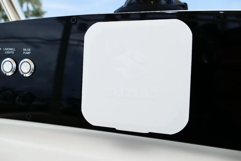 Slide: The Image of Control panel of 2026 Pioneer 220 Bay Sport boat with Suzuki cover. - 40