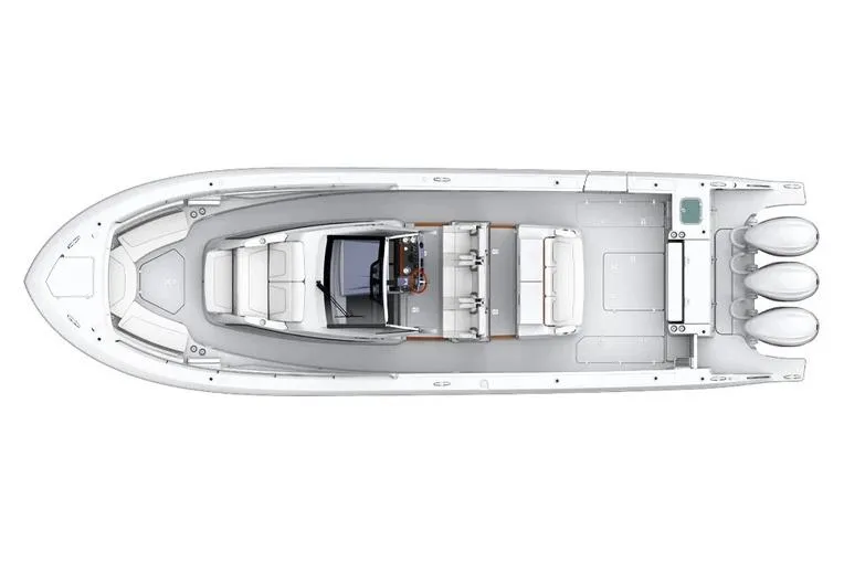 Slide: The Image of Manufacturer Provided Image: Top view of 2026 Pursuit S 388 Sport boat with triple engines and spacious deck layout. - 16