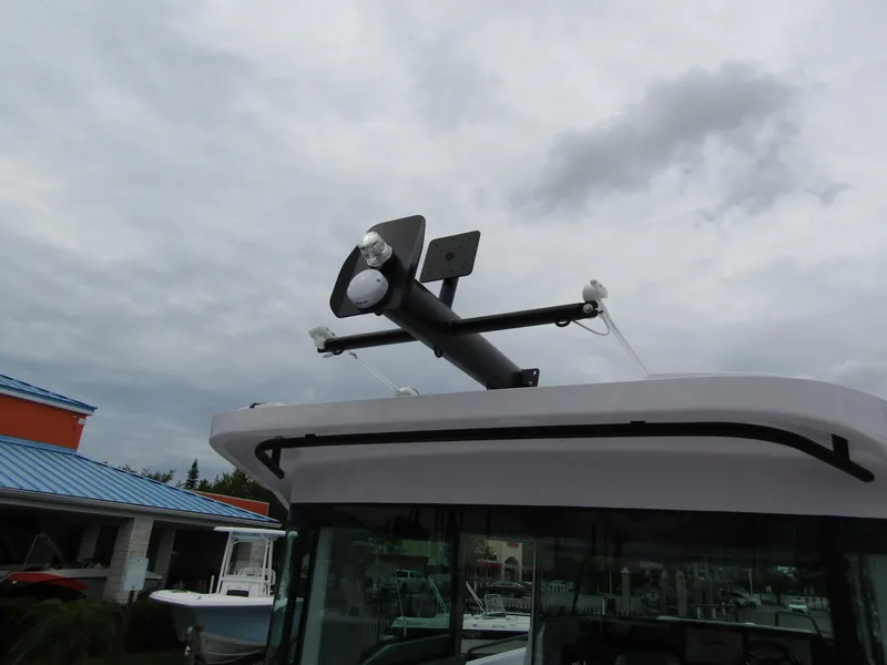 Slide: The Image of 2024 Axopar 37XC CROSS CABIN roof detail with radar and antenna. - 36