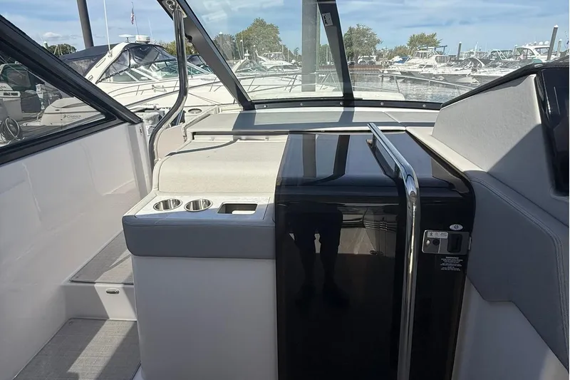 Slide: The Image of 2021 Regal 36 Grande Coupe cabin entrance with sleek design and modern interior. - 29