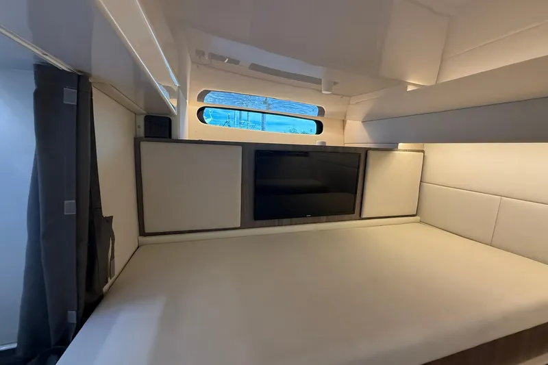 Slide: The Image of Interior of 2021 Regal 36 Grande Coupe with TV and modern seating area. - 40