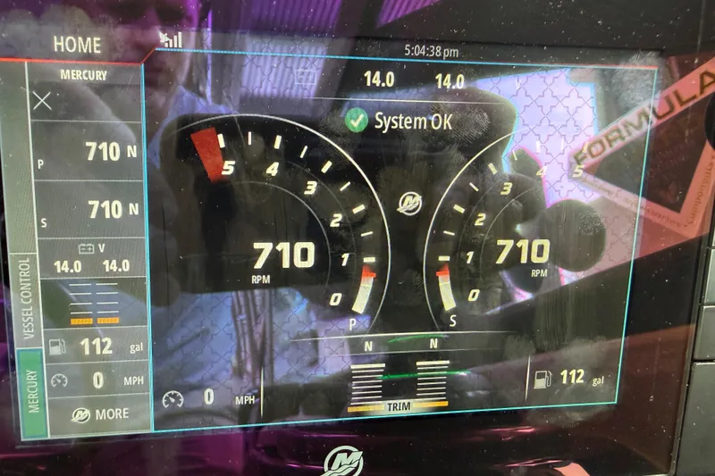 Slide: The Image of Dashboard of a 2017 Formula 350 Crossover Bowrider showing RPM and fuel levels. - 26