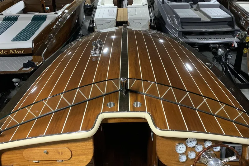 Slide: The Image of Control panel of 2008 StanCraft 32 Deluxe boat with thruster and gauges. - 9