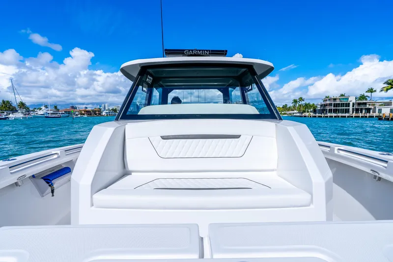 Slide: The Image of 2026 Hammer Yachts 35HH on water, showcasing sleek design and modern features. - 15