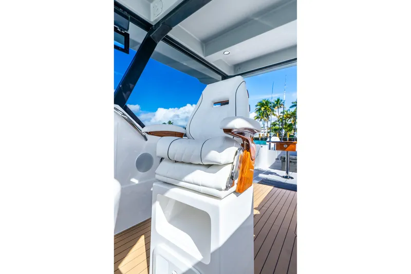 Slide: The Image of Luxurious helm seat on 2026 Hammer Yachts 35HH, featuring sleek design and premium materials. - 24