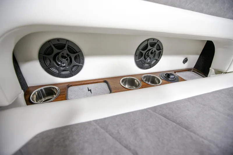 Slide: The Image of Interior of 2025 StanCraft 290 Rivelle featuring speakers and cup holders. - 18