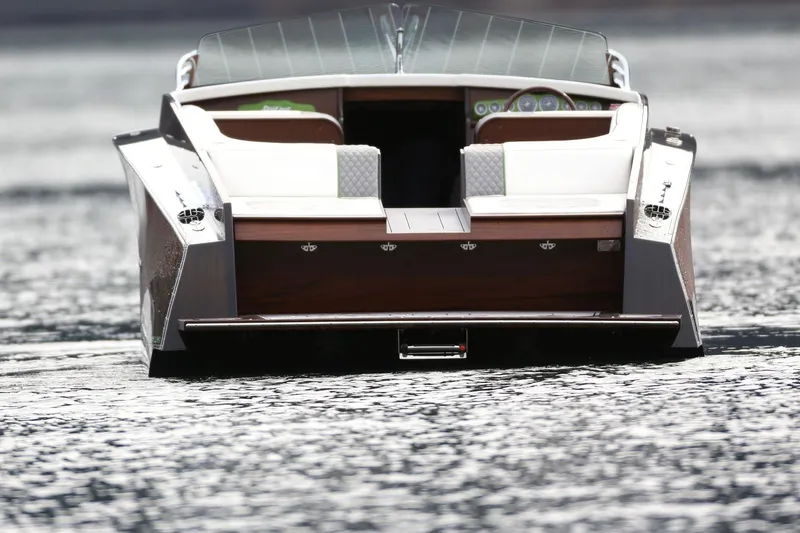 Slide: The Image of 2025 StanCraft 290 Rivelle luxury boat on water, rear view. - 9