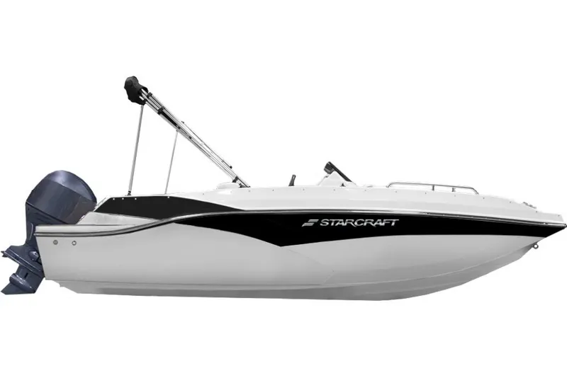 The Image of 2026 Starcraft SVX 191 OB CC boat, sleek design, outboard motor, side view. - 1