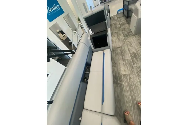 Slide: The Image of 2026 Bentley Pontoons Bolt interior with sleek seating and modern design. - 11