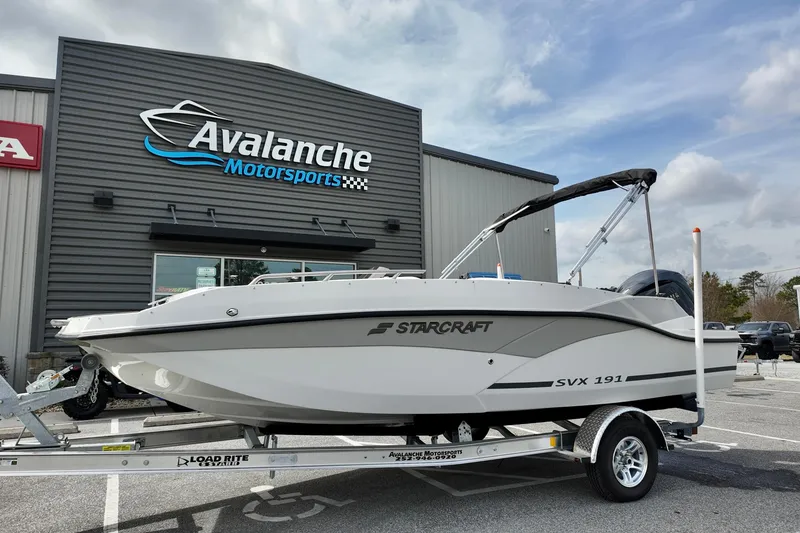 The Image of 2026 Starcraft SVX 191 OB boat on trailer at Avalanche Motorsports. - 2