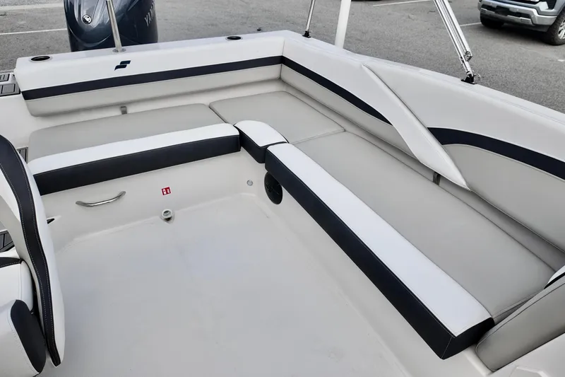 Slide: The Image of 2026 Starcraft SVX 191 OB boat interior with sleek seating and modern design. - 6