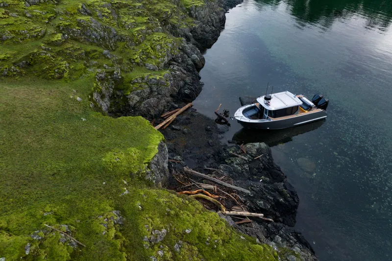 Slide: The Image of Overhead view of 2026 Jasper Marine Defender 22 boat with solar panels. - 19