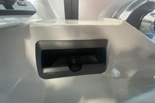 Slide: The Image of 2026 Bentley Pontoons Legacy 223 Swingback dashboard detail with sleek design. - 15