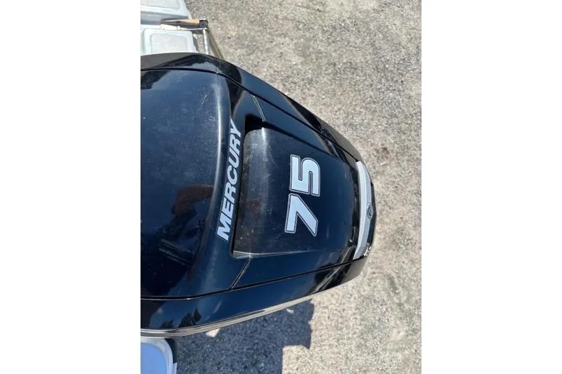 Slide: The Image of Mercury 75 outboard motor on 2020 Tahoe T16 boat, top view. - 66