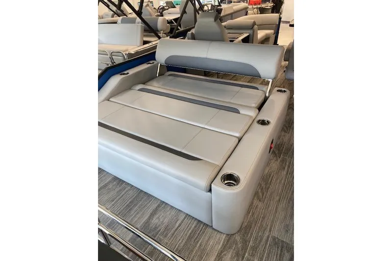 Slide: The Image of 2026 Bentley Pontoons Legacy 223 Swingback with luxurious seating and modern design. - 14