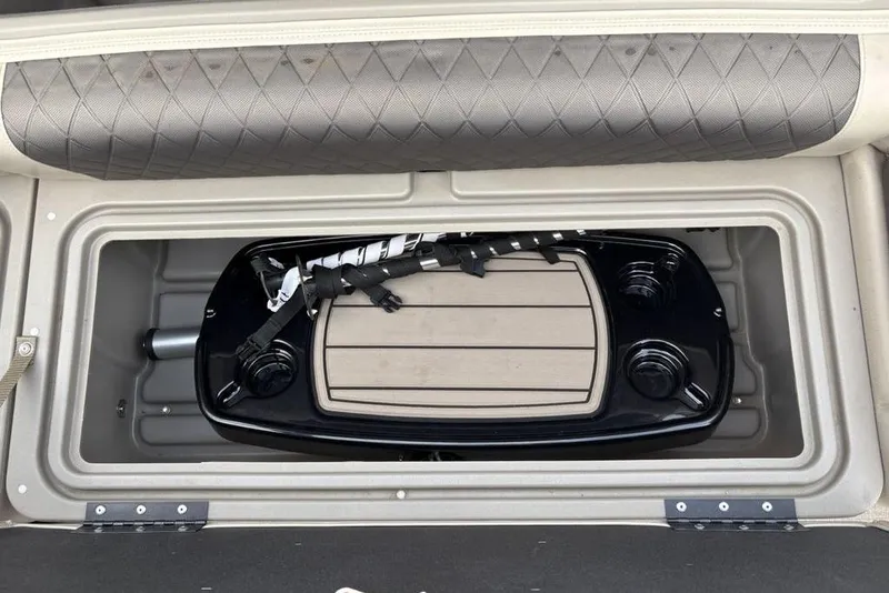 Slide: The Image of Storage compartment in 2021 Sun Tracker Party Barge 20 DLX pontoon boat. - 24