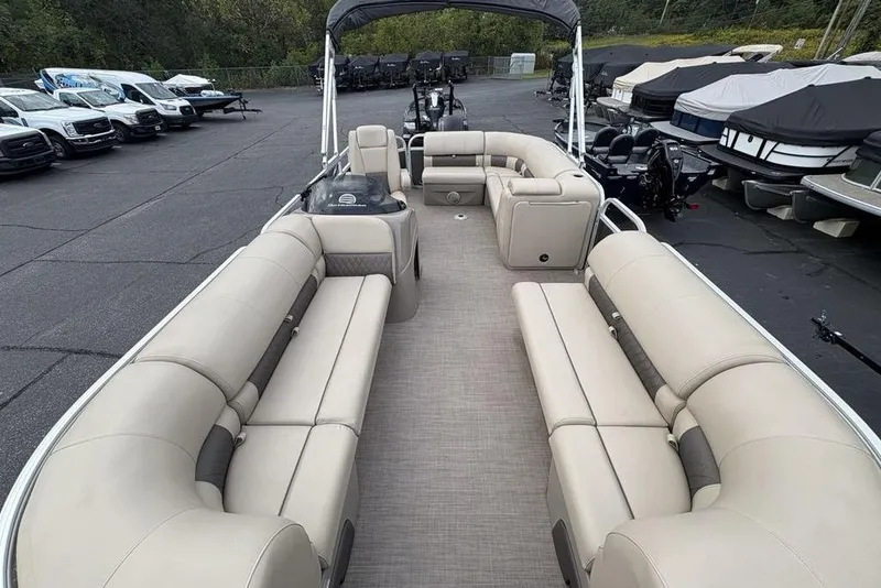 Slide: The Image of 2021 Sun Tracker Party Barge 20 DLX pontoon boat with spacious seating and canopy. - 27