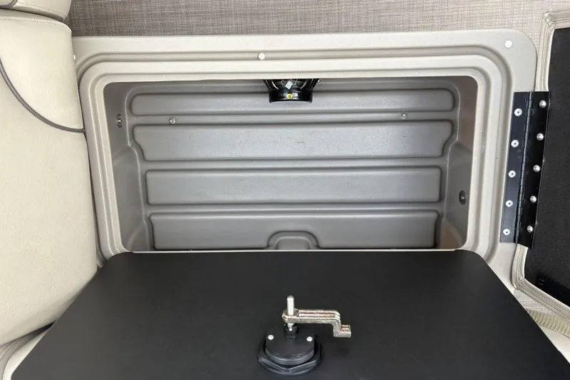 Slide: The Image of Storage compartment in 2021 Sun Tracker Party Barge 20 DLX pontoon boat. - 29