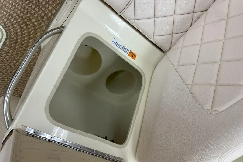 Slide: The Image of 2018 Chris-Craft Launch 27 interior with cup holders and quilted seating. - 5