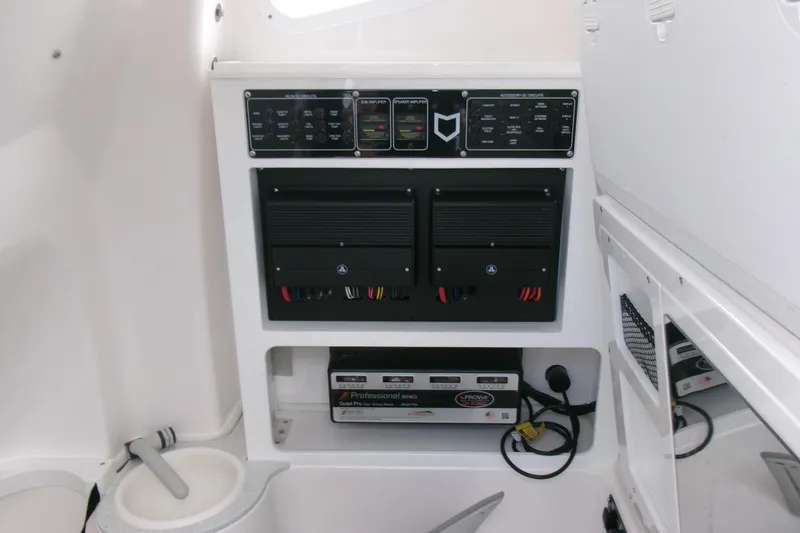 Slide: The Image of Electrical panel inside 2026 Sea Fox 288 Commander boat, featuring control switches and wiring. - 25