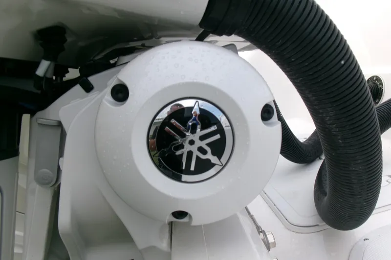 Slide: The Image of Close-up of 2026 Sea Fox 288 Commander boat engine component with logo. - 5