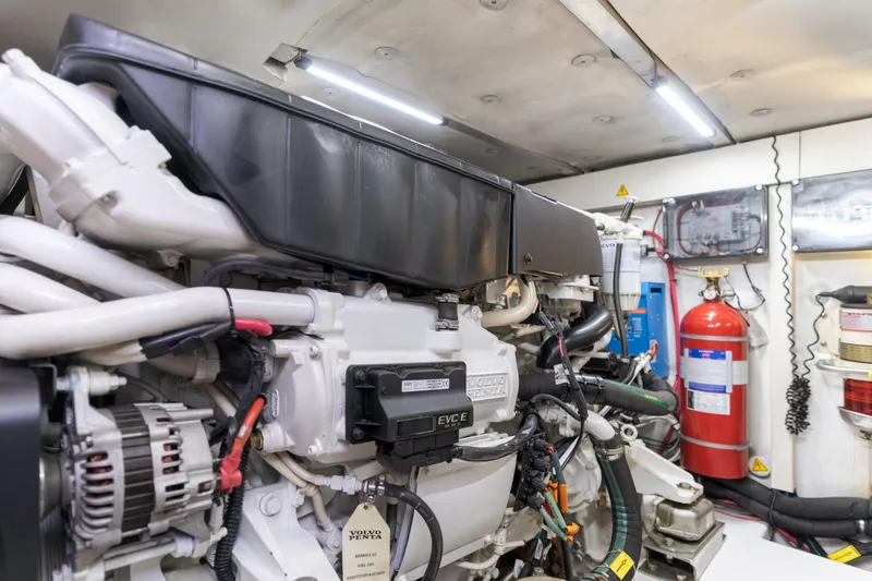 Slide: The Image of Engine room of 2015 Azimut Fly 50 yacht with Volvo Penta engine and safety equipment. - 47