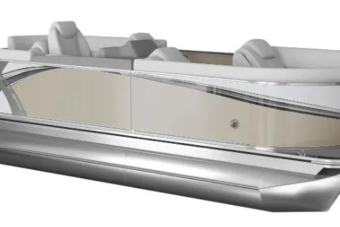 The Image of 2026 Avalon LSZ QL pontoon boat displayed in showroom, featuring sleek design and comfortable seating. - 0