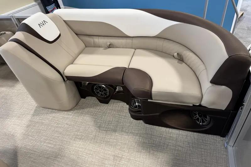 Slide: The Image of Luxurious seating in 2026 Avalon LSZ QL boat, featuring plush upholstery and integrated speakers. - 4