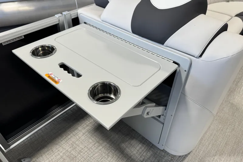 Slide: The Image of Avalon LSZ ELW 2026 boat seat with foldable table and cup holders. - 11