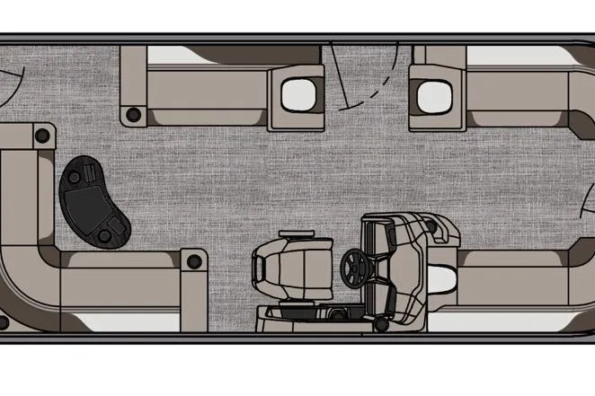 Slide: The Image of 2026 Avalon LSZ ELW pontoon boat with luxurious seating in showroom. - 2