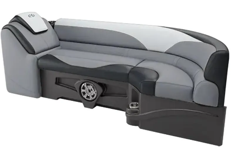 Slide: The Image of 2026 Avalon LSZ ELW pontoon boat with Honda outboard motor in showroom. - 3